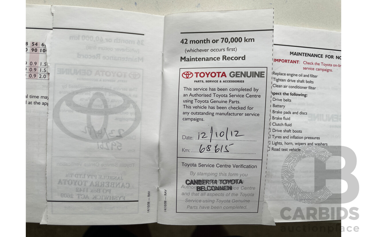 11/2009 Toyota Rav4 CV (4x4) ACA33R 08 UPGRADE 4d Wagon Bronze 2.4L