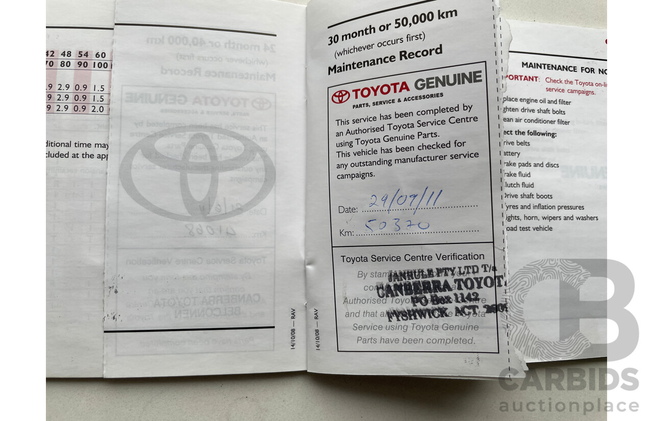 11/2009 Toyota Rav4 CV (4x4) ACA33R 08 UPGRADE 4d Wagon Bronze 2.4L