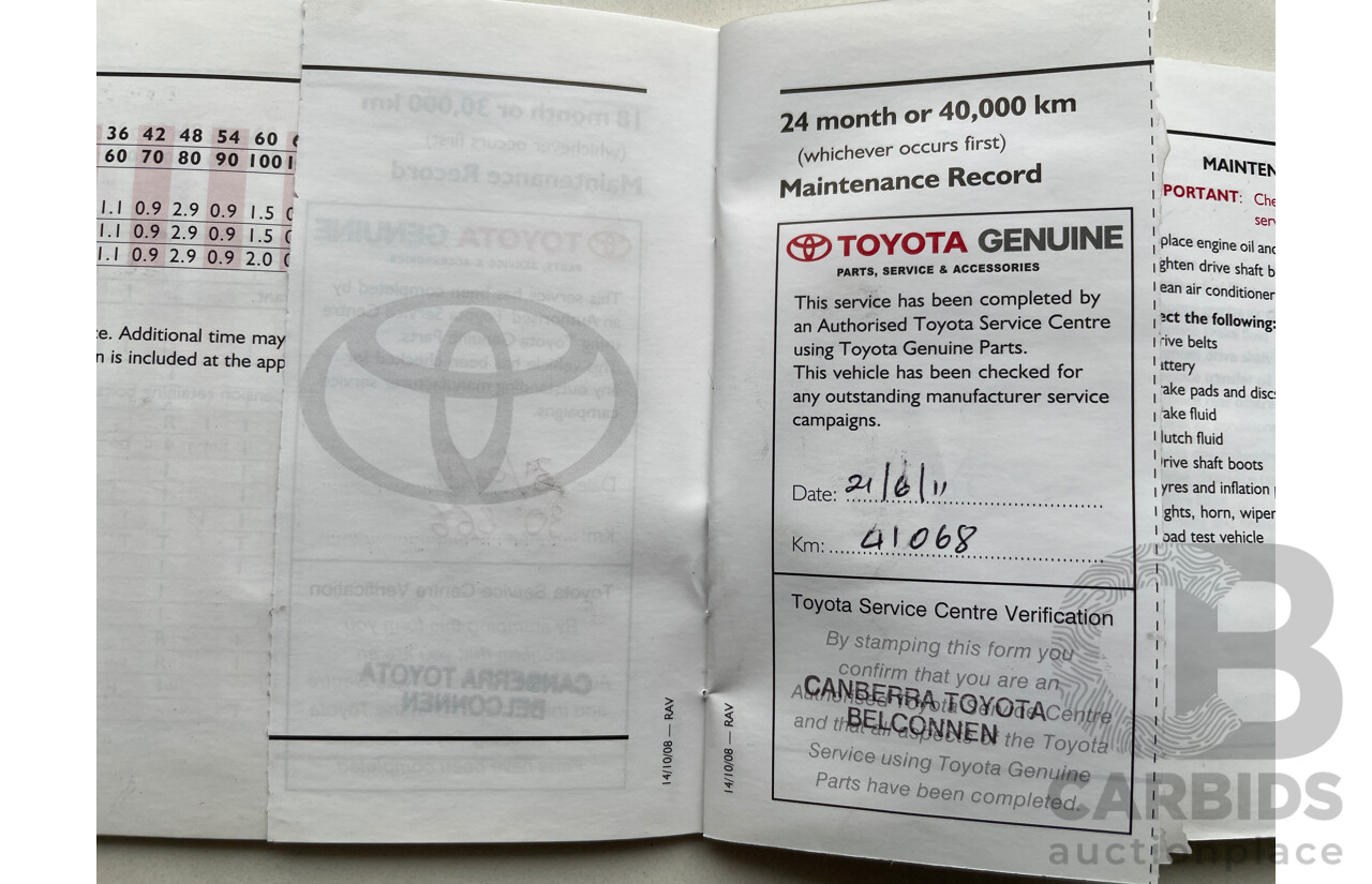 11/2009 Toyota Rav4 CV (4x4) ACA33R 08 UPGRADE 4d Wagon Bronze 2.4L