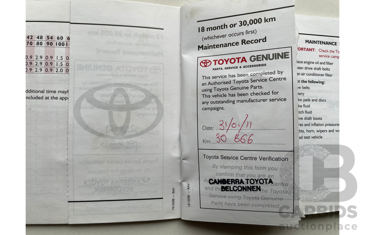 11/2009 Toyota Rav4 CV (4x4) ACA33R 08 UPGRADE 4d Wagon Bronze 2.4L