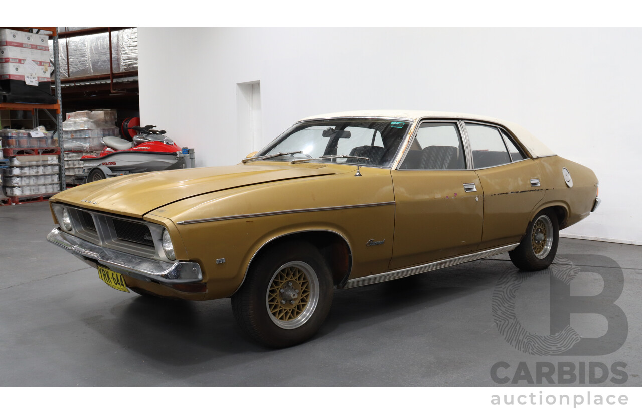 12/1974 Ford Fairmont  XB 4d Sedan Gold / White 250ci 6 Cylinder