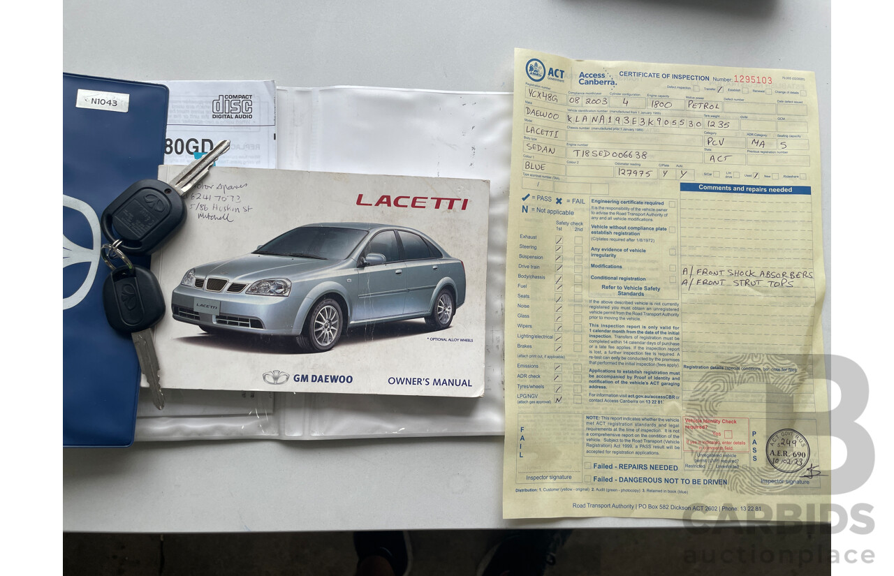 8/2003 Daewoo Lacetti  SX 4d Sedan Blue 1.8L
