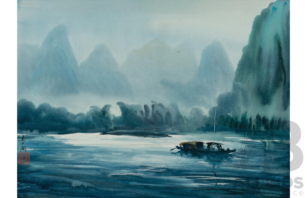 Zhongguo LOU (Chinese b.1942), 'Guilin', and 'Venice', Ink & Colour on Paper, Each 38.5x53cm, (2)