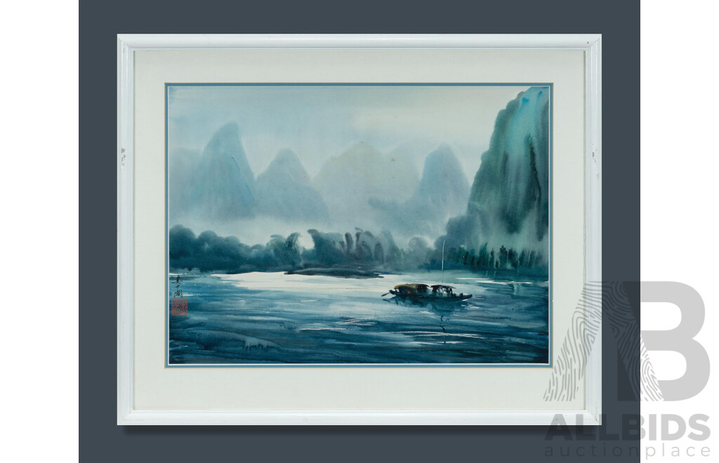 Zhongguo LOU (Chinese b.1942), 'Guilin', and 'Venice', Ink & Colour on Paper, Each 38.5x53cm, (2)