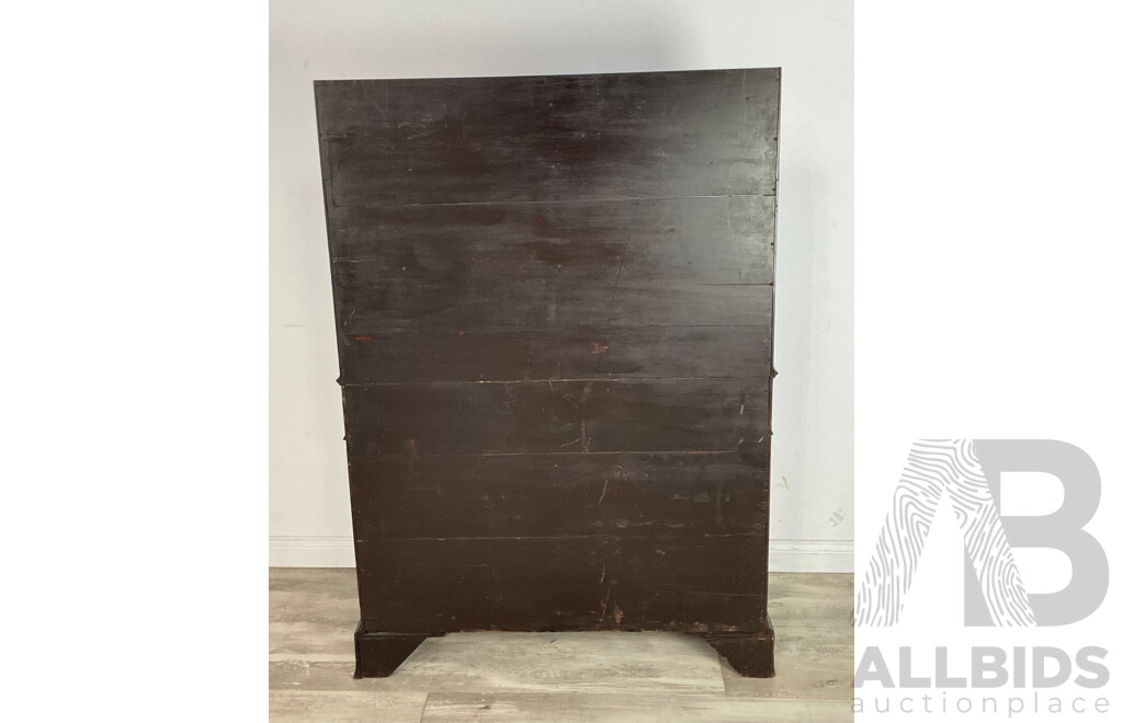 Antique Georgian Mahogany Waterfall Bookcase of Small Proportions, Early to Mid 1800s, with Keys