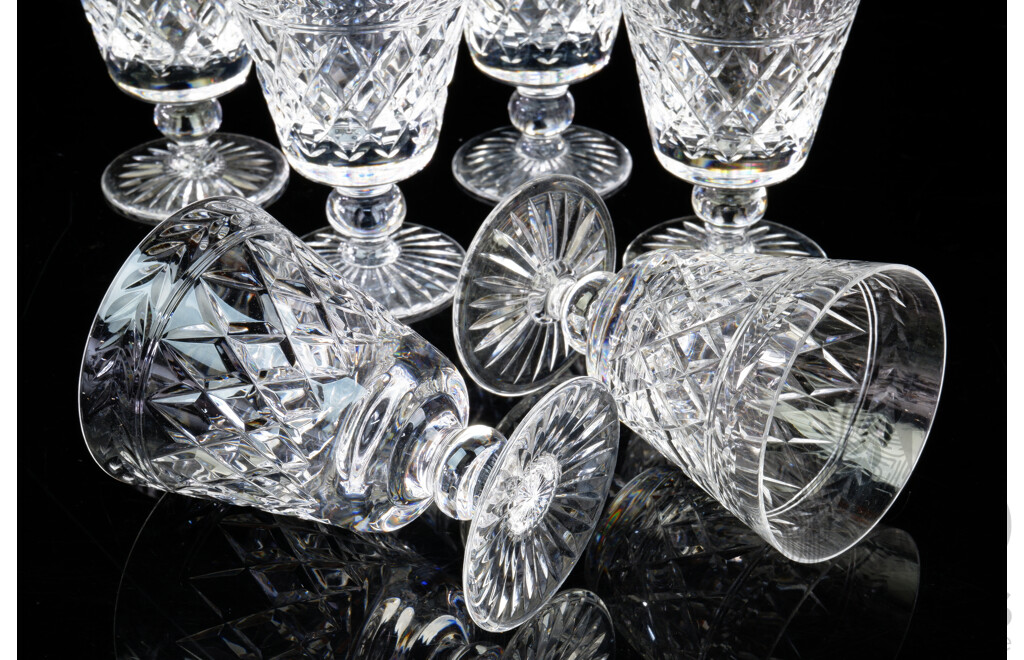Six Cut Crystal Port Glasses, Height 10cm, (6)