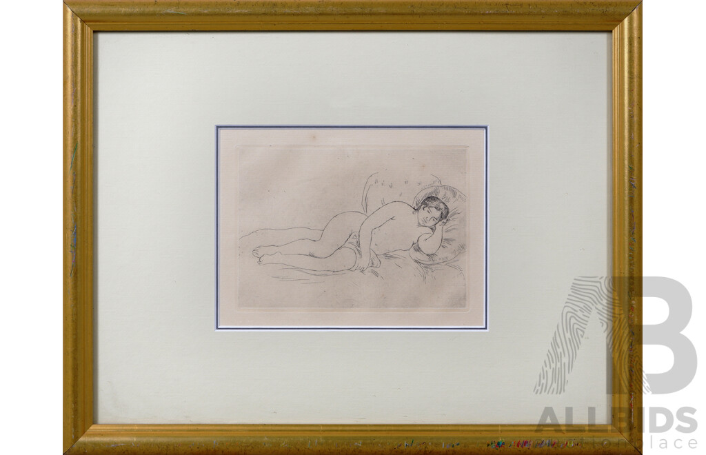After Pierre Auguste Renoir (1841-1919, French), Femme Nue Couchée, Drypoint