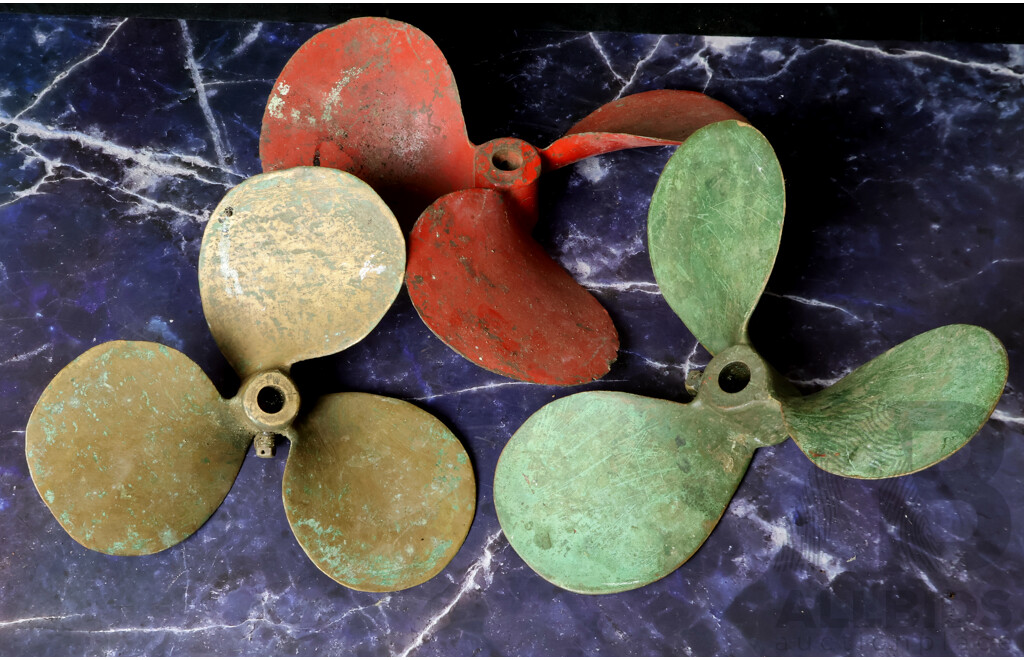 Collection of Three Metal Boat Propellers
