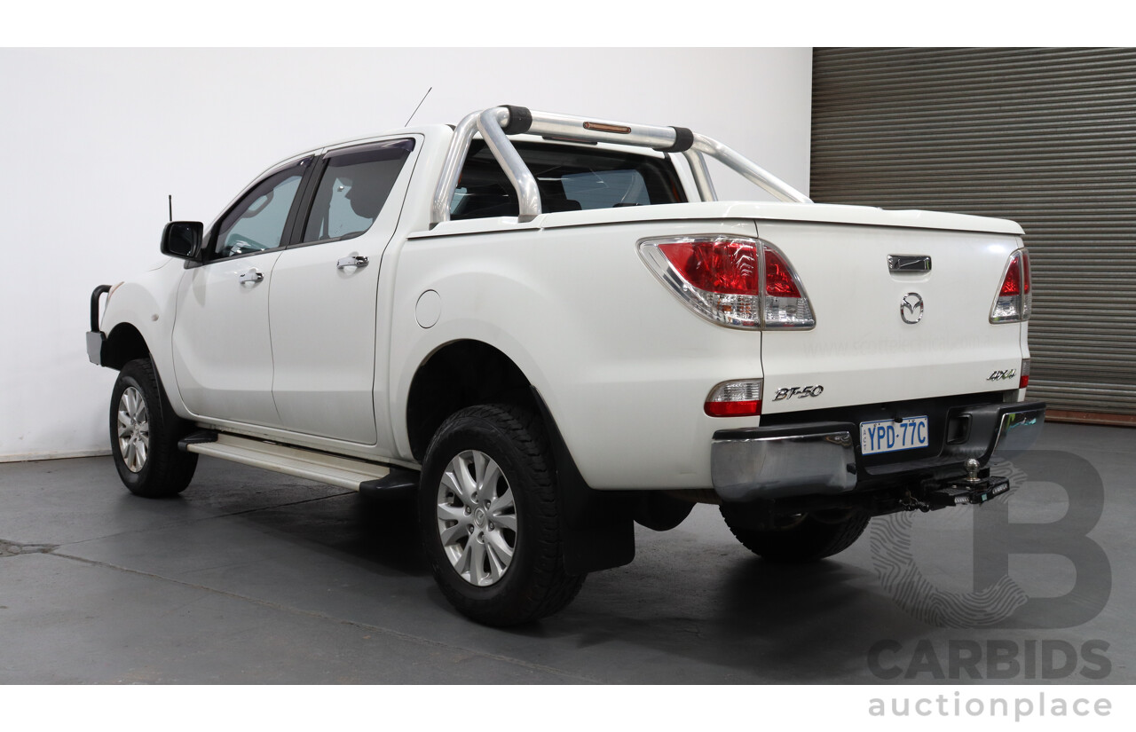 10/2013 Mazda Bt50 GT (4x4)  Dual Cab Utility White 3.2L Turbo Diesel