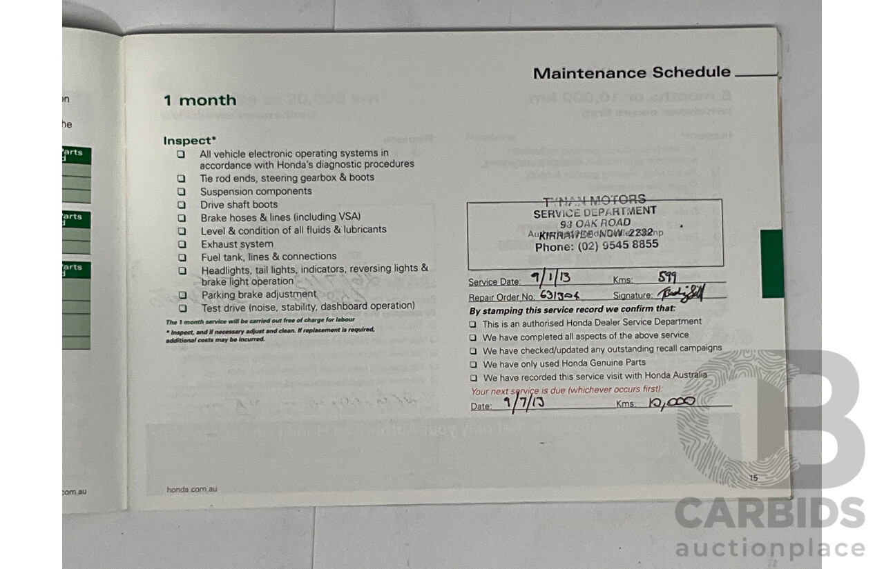 9/2012 Honda Civic VTI-S FK 5d Hatchback Red 1.8L