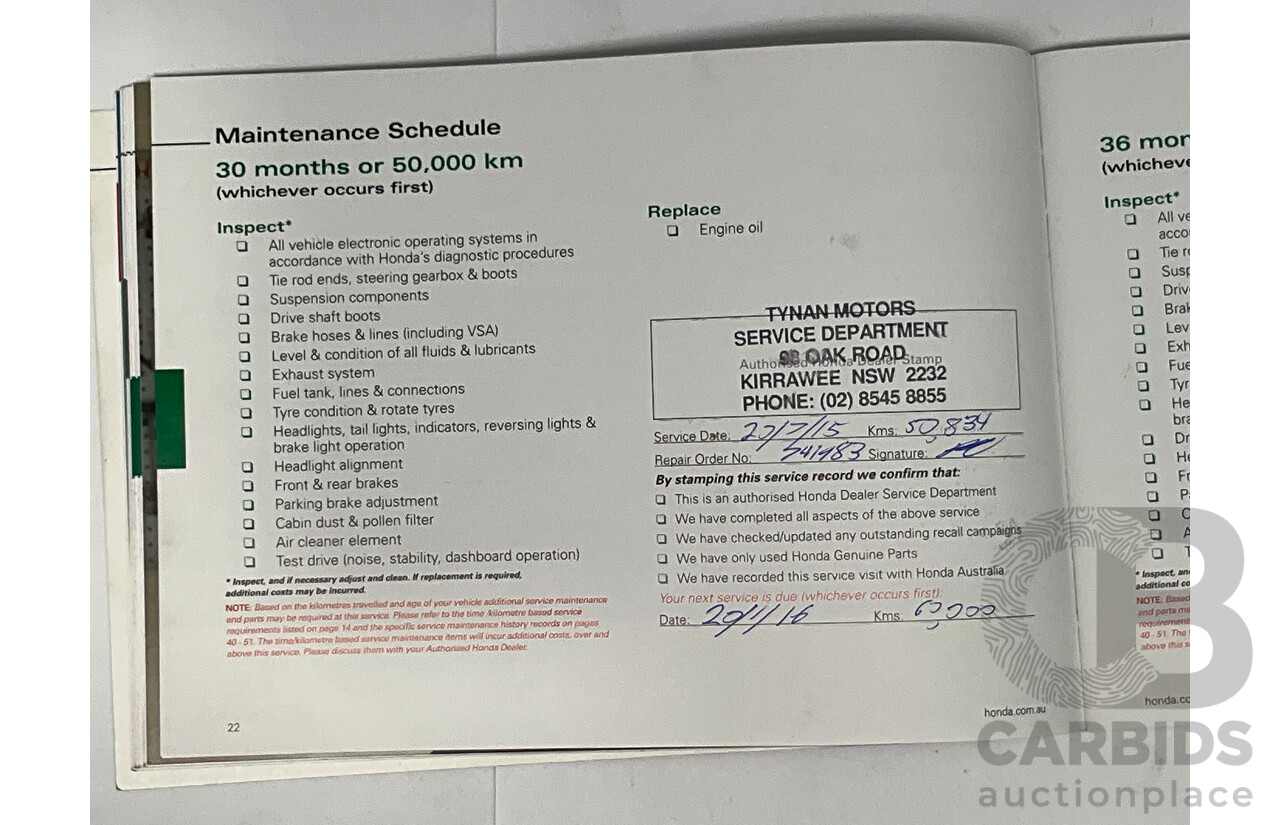 9/2012 Honda Civic VTI-S FK 5d Hatchback Red 1.8L