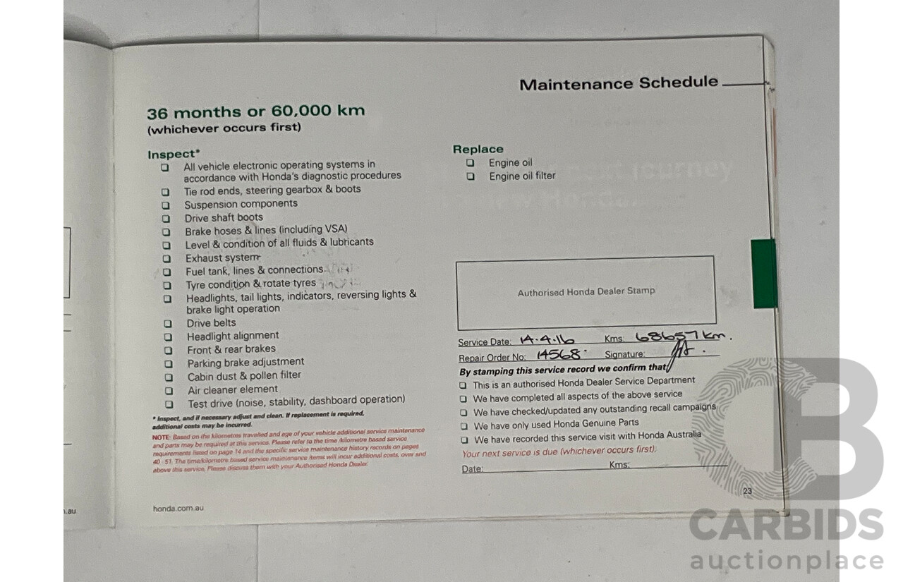 9/2012 Honda Civic VTI-S FK 5d Hatchback Red 1.8L