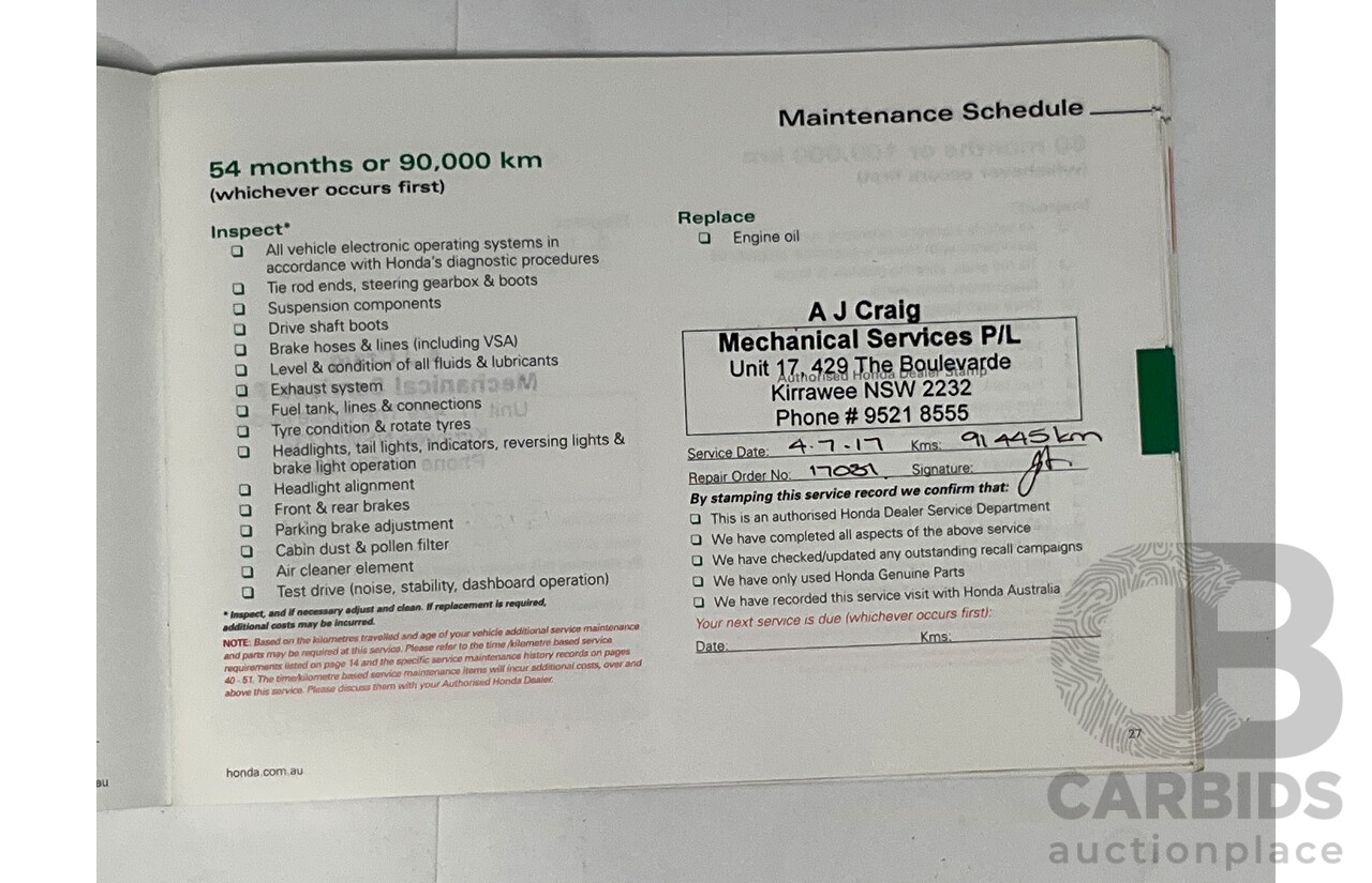 9/2012 Honda Civic VTI-S FK 5d Hatchback Red 1.8L