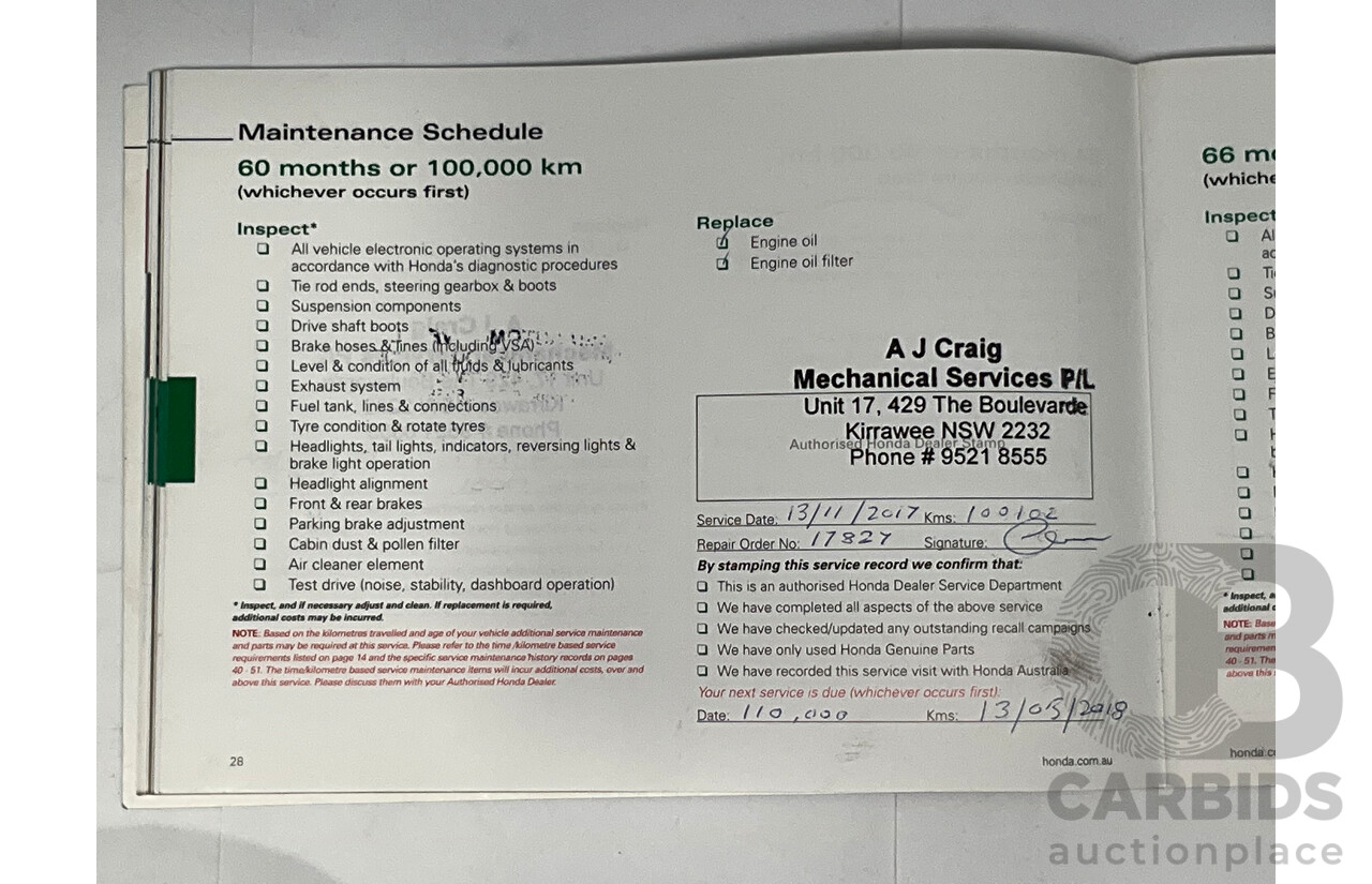 9/2012 Honda Civic VTI-S FK 5d Hatchback Red 1.8L