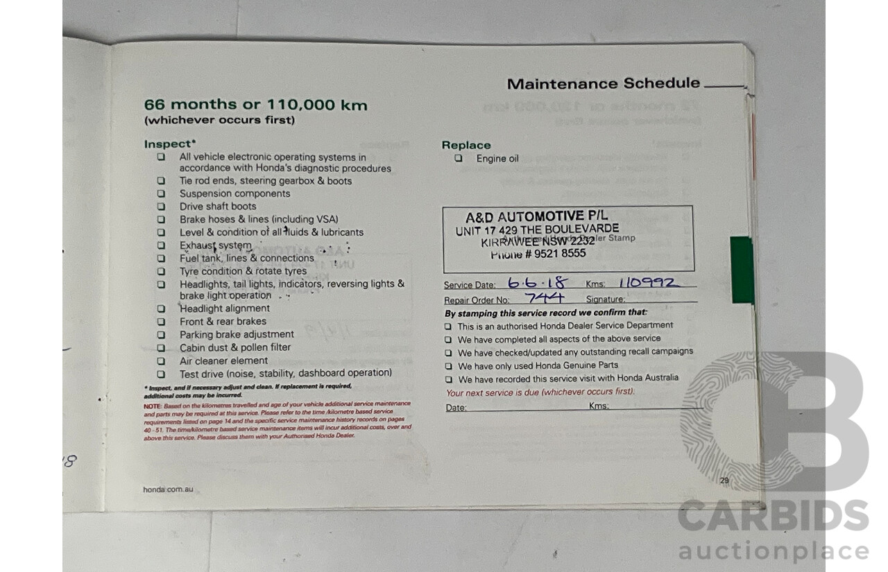 9/2012 Honda Civic VTI-S FK 5d Hatchback Red 1.8L