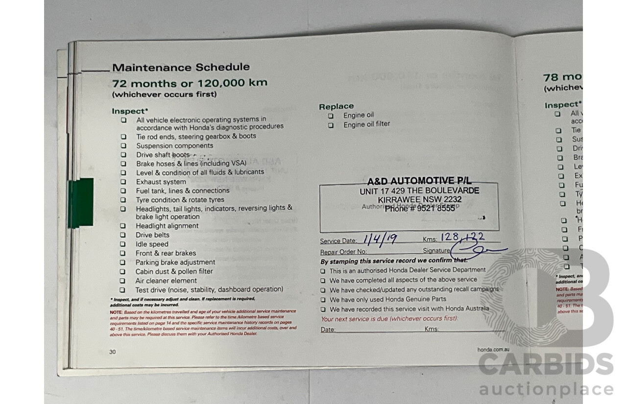 9/2012 Honda Civic VTI-S FK 5d Hatchback Red 1.8L