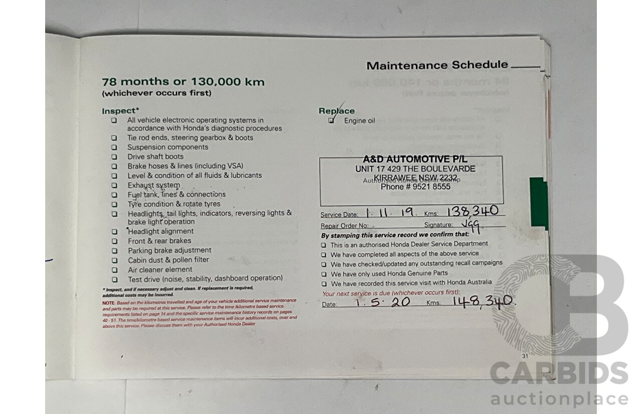 9/2012 Honda Civic VTI-S FK 5d Hatchback Red 1.8L