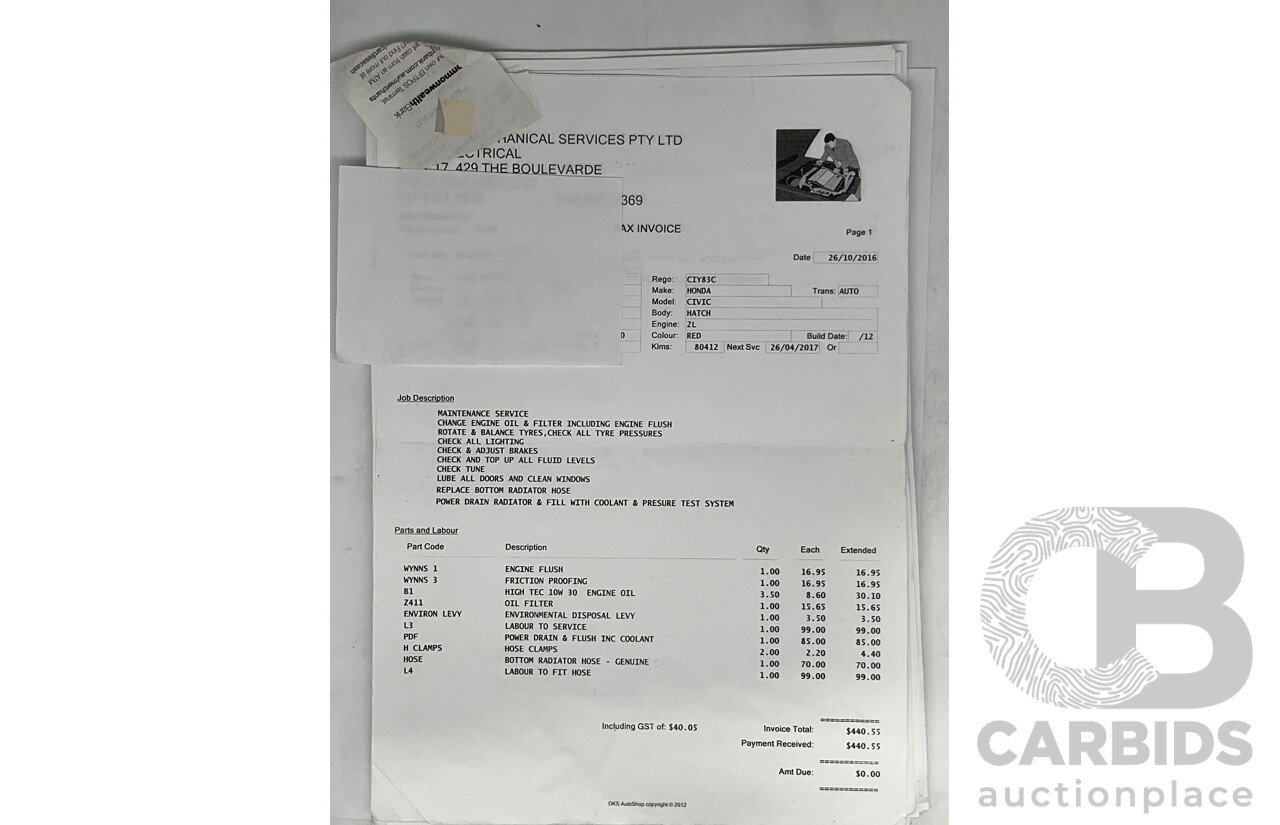 9/2012 Honda Civic VTI-S FK 5d Hatchback Red 1.8L