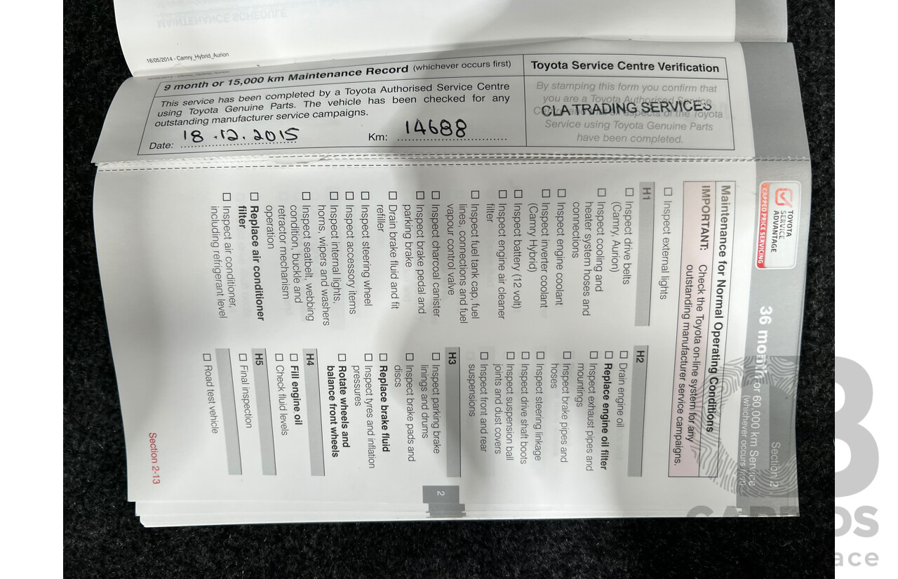 5/2015 Toyota Camry Altise ASV50R MY15 4d Sedan White 2.5L