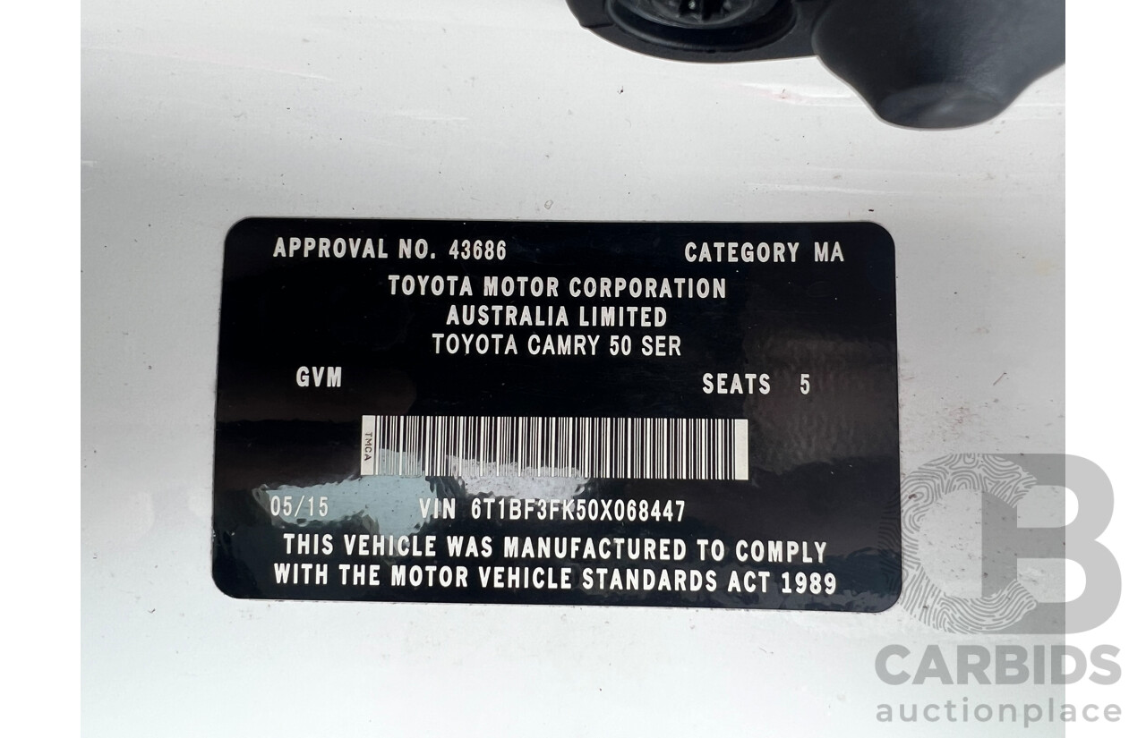 5/2015 Toyota Camry Altise ASV50R MY15 4d Sedan White 2.5L