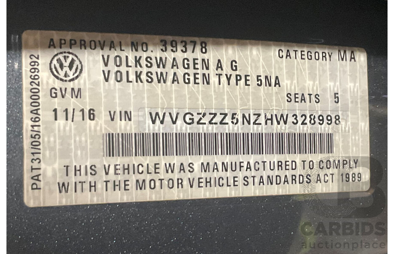 11/2016 Volkswagen Tiguan 140 TDI Highline R-Line Pack (4x4) 4Motion 4d Wagon Metallic Grey 2.0L Turbo Diesel