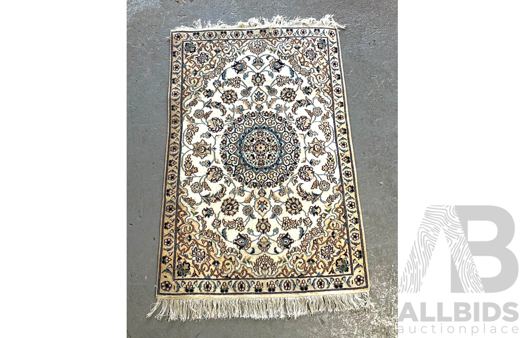 Fine Hand Knotted Persian Nain Wool & Silk Rug