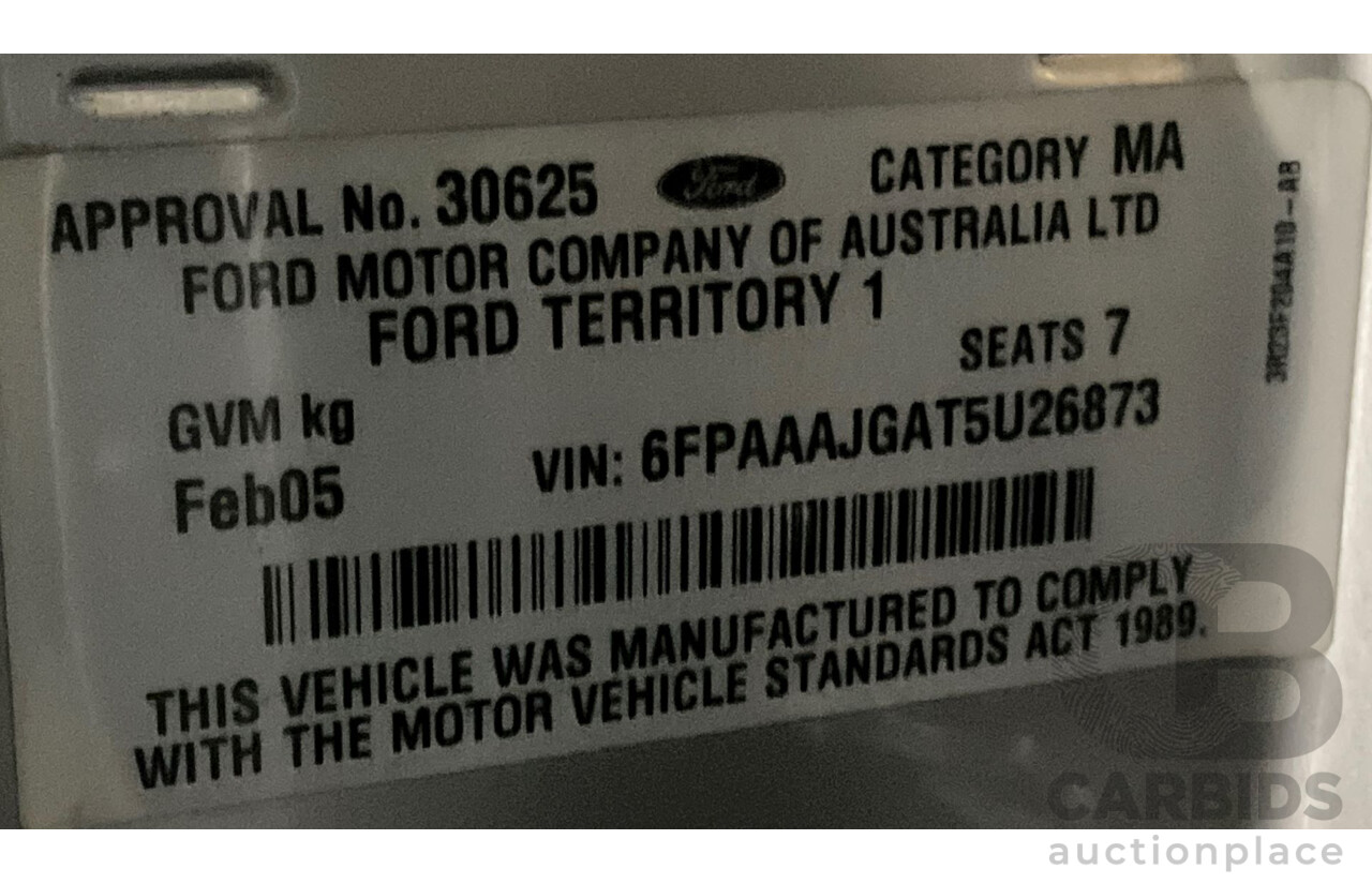 2/2005 Ford Territory TX (RWD) SX 4d Wagon Silver 4.0L - 7 Seater