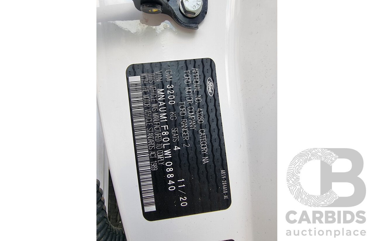 11/2020 Ford Ranger XL 2.2 Hi-Rider (4x2) PX Super C/Chas White 2.2L