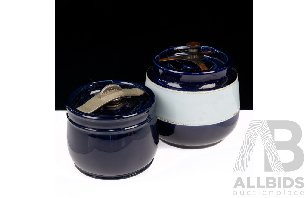 Antique Royal Doulton Tobacco Jar Along with English Aonian Example