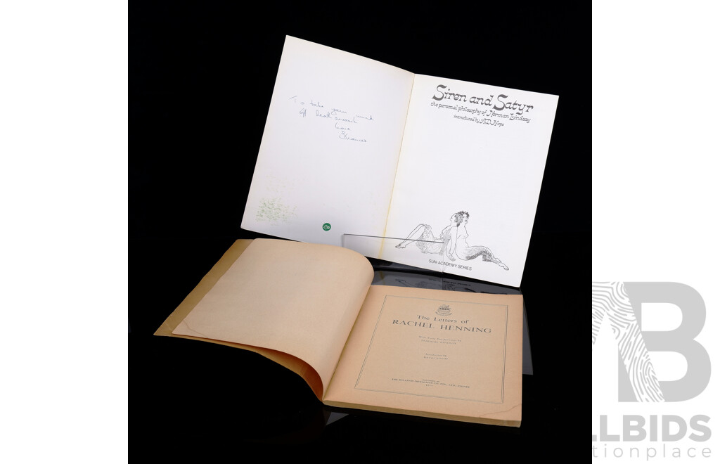 Two Book Regarding Norman Lindsey Comprising Siren and Satyr, 1976 & the Letters of Rachel Henning Illustrated by Norman Lindsey