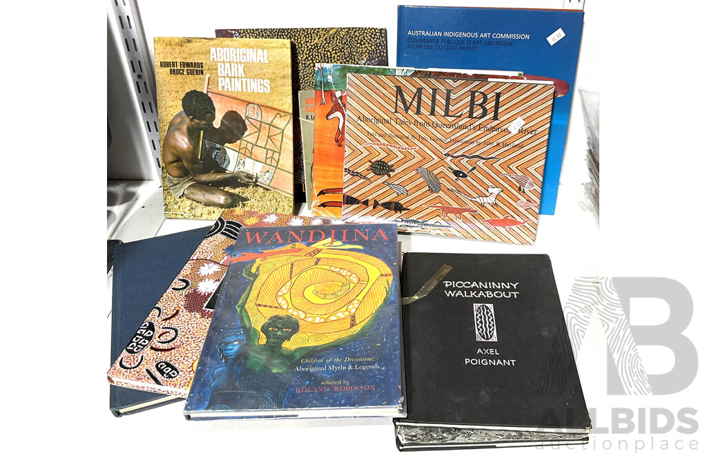 Collection of Ten Books on Australian Indigenous Culture and People Including Australian Legendary Tales, Piccaninny Walkabout, Painted Dreams, Aboriginal Bark Paintings and More