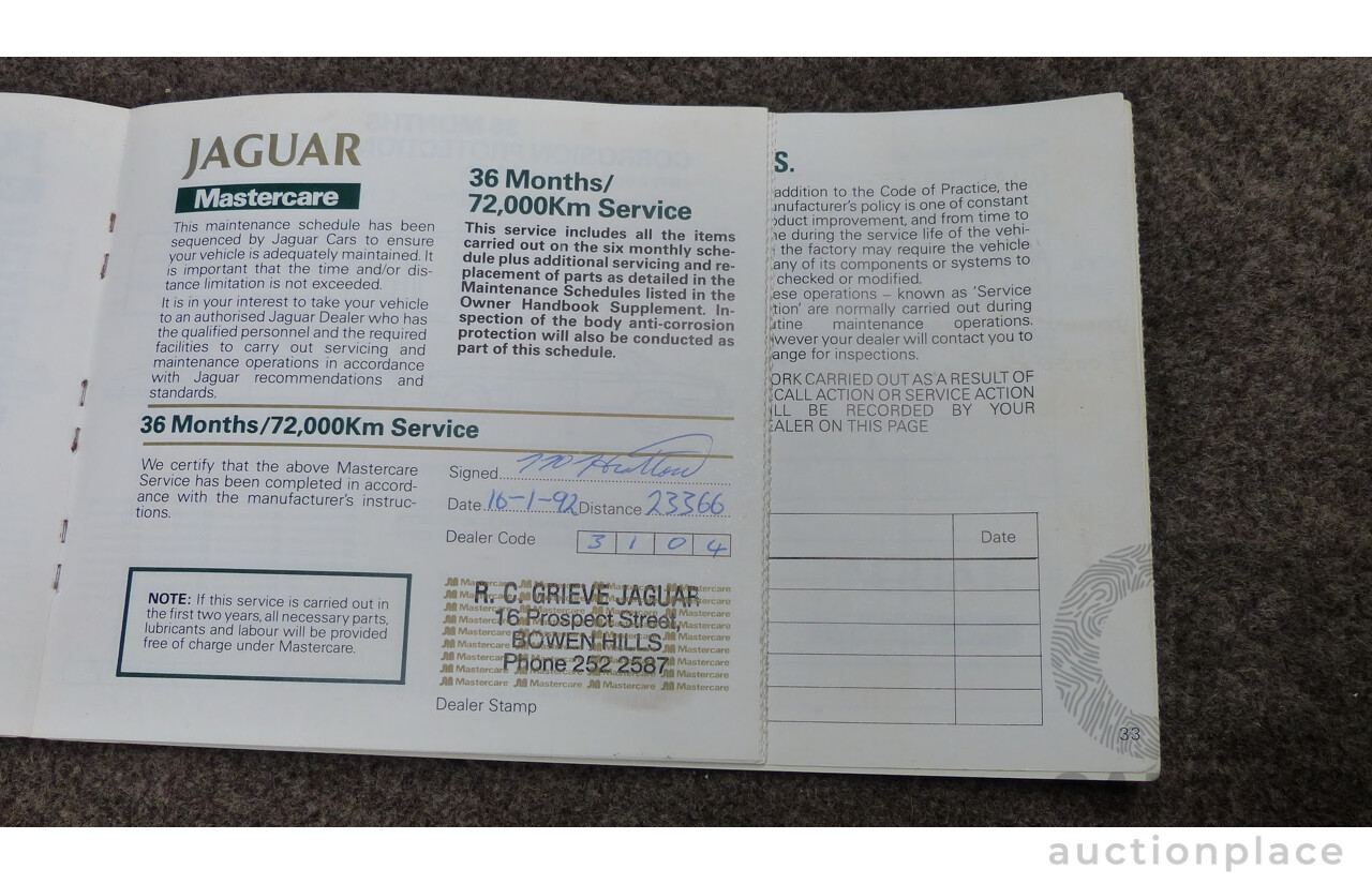 1/1989 Jaguar Sovereign JH 4d Sedan Bordeaux Red 3.6L