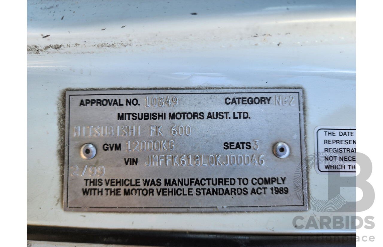 02/1999 Mitsubishi Fighter FK600 4x2 Curtainside Pantech 6 Cylinder Diesel
