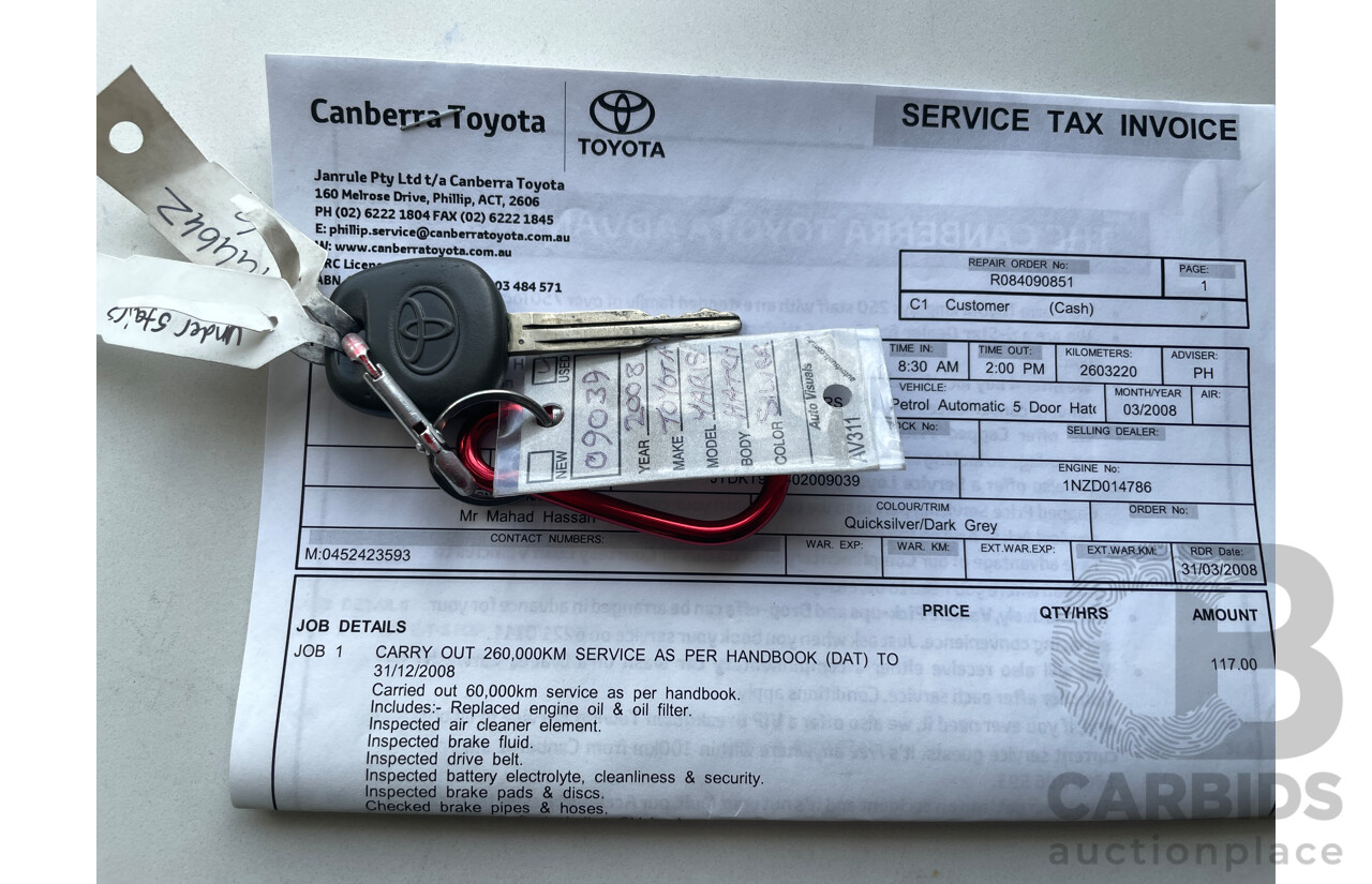 2/2007 Toyota Prius Hybrid NHW20R MY06 UPGRADE 5d Hatchback Silver 1.5L