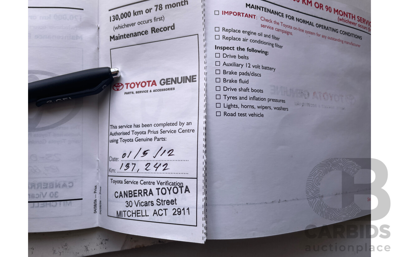 2/2007 Toyota Prius Hybrid NHW20R MY06 UPGRADE 5d Hatchback Silver 1.5L