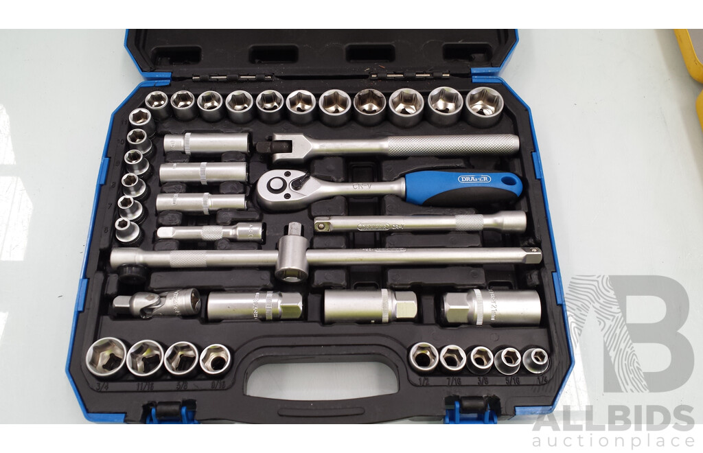 Stanley 43 Piece 1/2 Inch Socket Set and Draper Tools 39 Piece 3/8 Inch Drive Socket Set