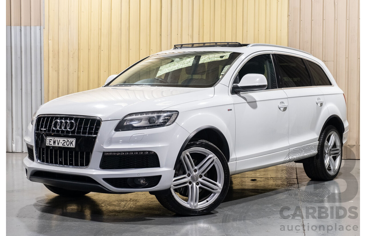 4/2014 Audi Q7 3.0 TDI Quattro S-Line Pack MY14 4d Wagon White 7 Seater Turbo Diesel 3.0L
