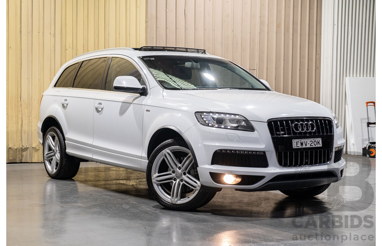 4/2014 Audi Q7 3.0 TDI Quattro S-Line Pack MY14 4d Wagon White 7 Seater Turbo Diesel 3.0L