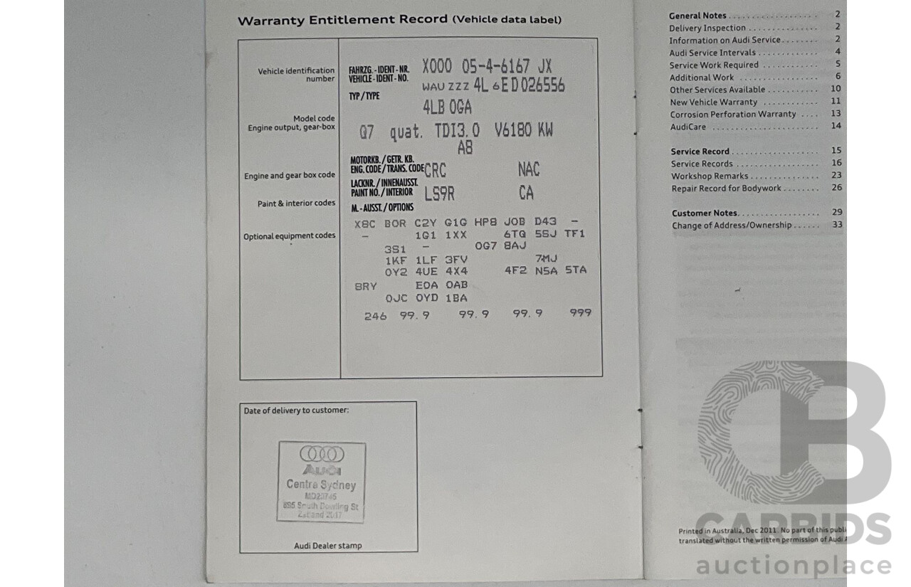 4/2014 Audi Q7 3.0 TDI Quattro S-Line Pack MY14 4d Wagon White 7 Seater Turbo Diesel 3.0L