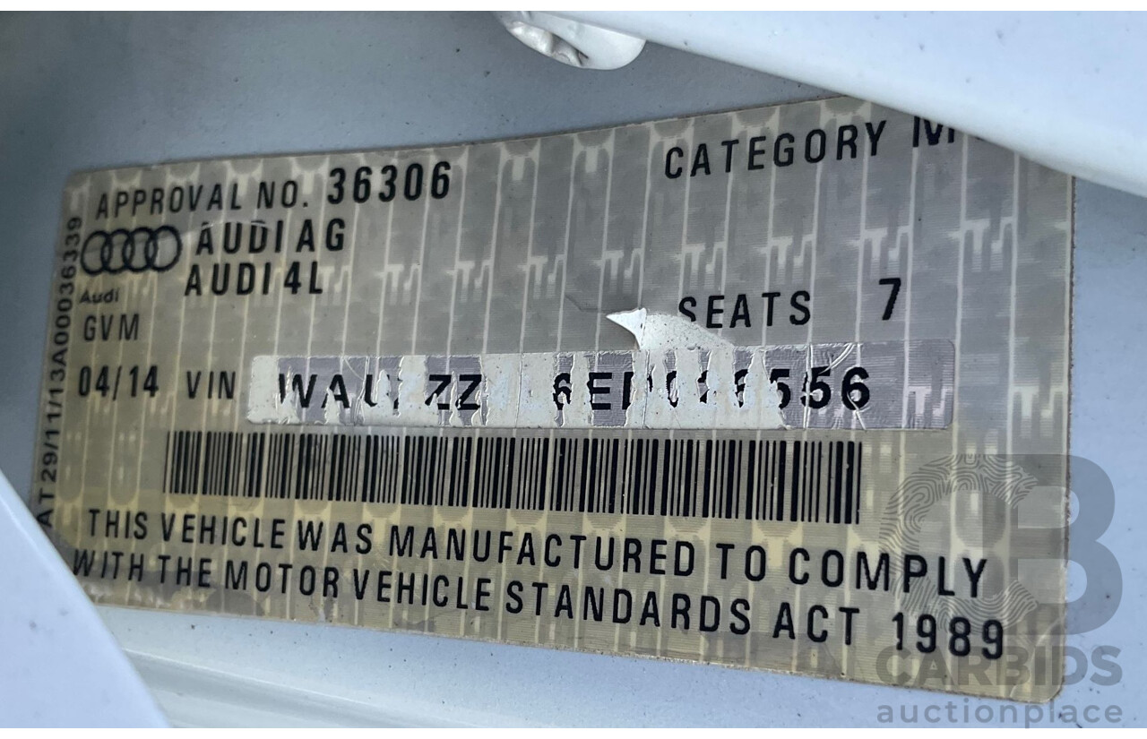 4/2014 Audi Q7 3.0 TDI Quattro S-Line Pack MY14 4d Wagon White 7 Seater Turbo Diesel 3.0L