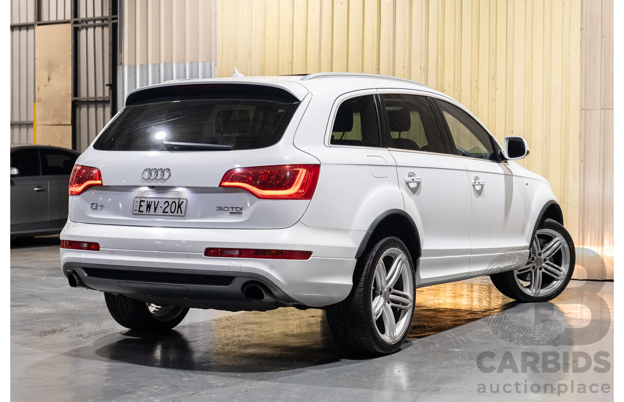 4/2014 Audi Q7 3.0 TDI Quattro S-Line Pack MY14 4d Wagon White 7 Seater Turbo Diesel 3.0L