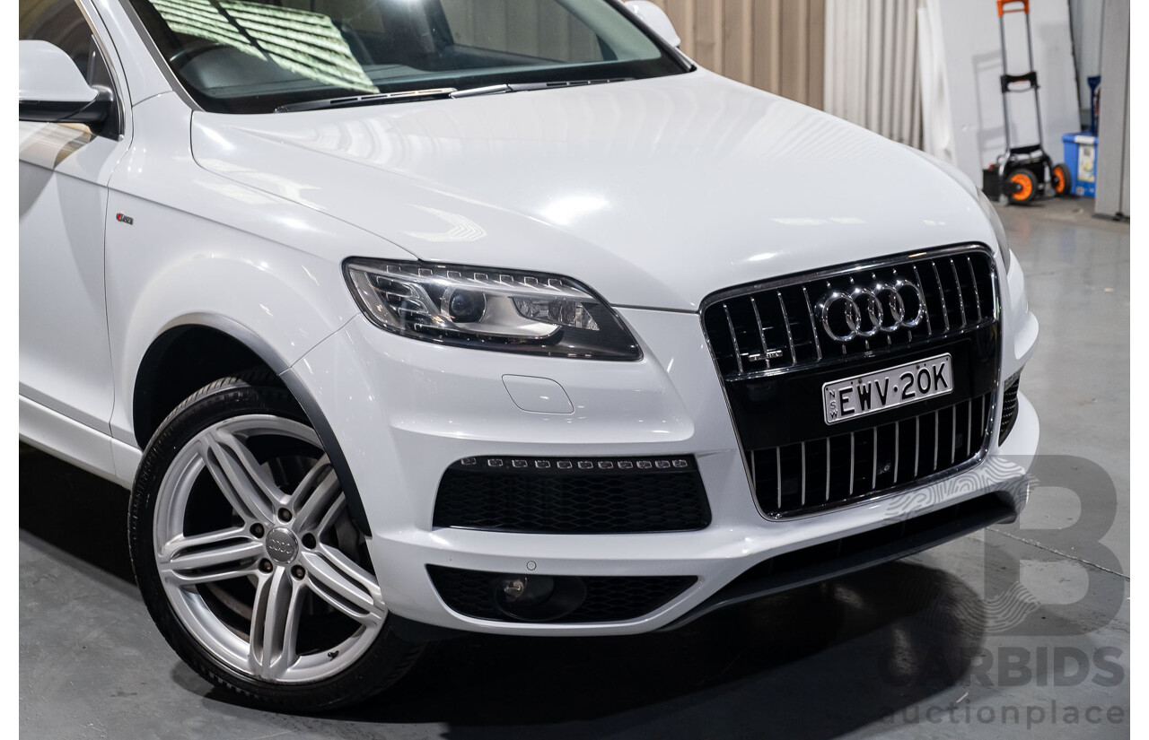 4/2014 Audi Q7 3.0 TDI Quattro S-Line Pack MY14 4d Wagon White 7 Seater Turbo Diesel 3.0L