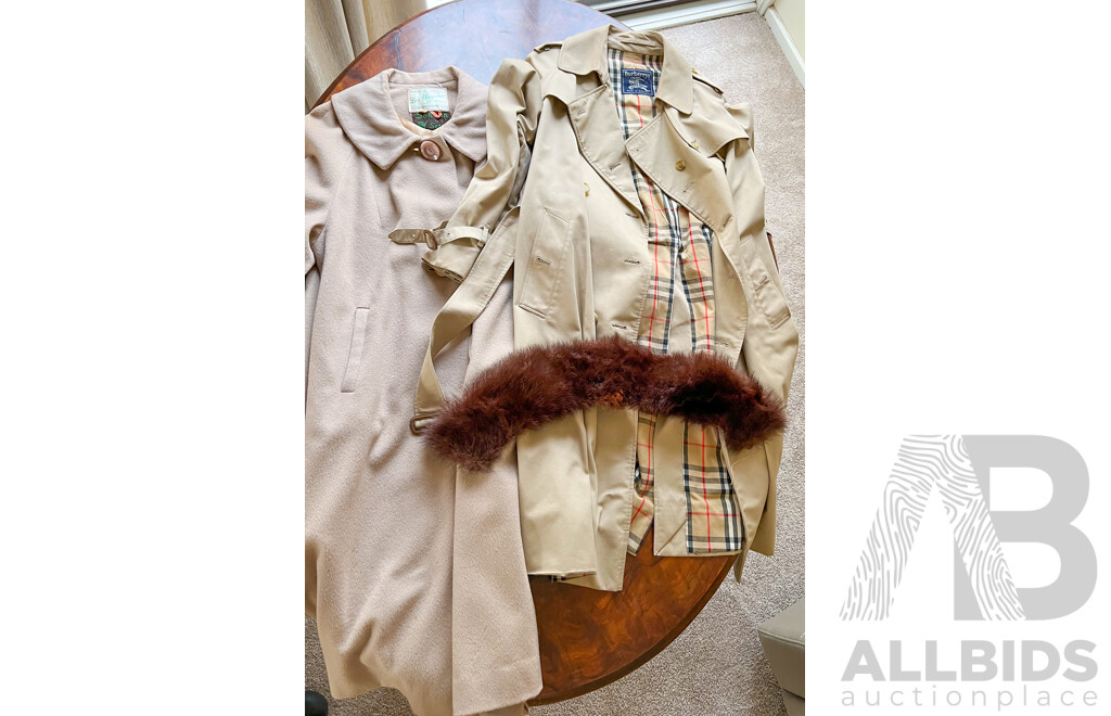 Two Jackets One Burberry and Woolen Los Angeles of Melbourne with Detached Stole