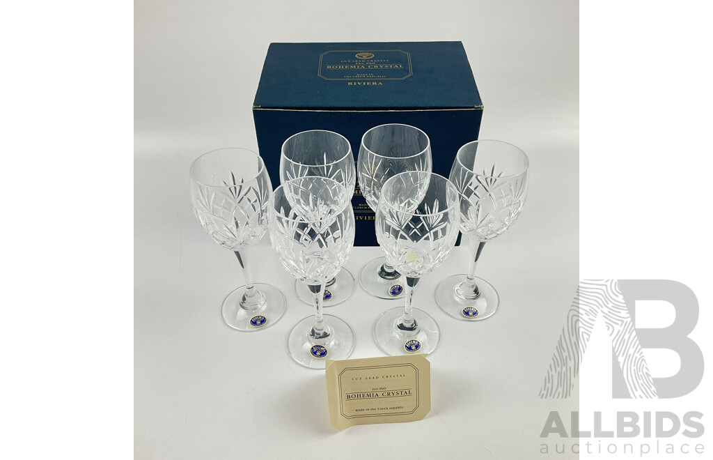 Selection of Vintage Bohemia Lead Crystal Glassware With Original Boxes and Decorative Serving Cutlery With Antler Viking Drinking Horn