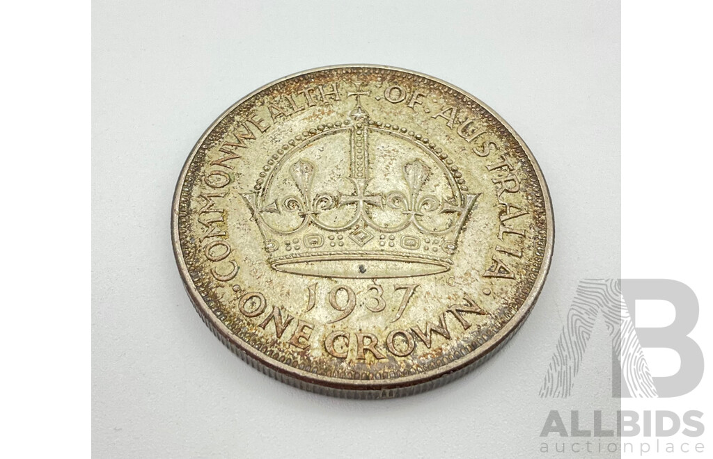 Australian 1937 One Crown Silver Coin
