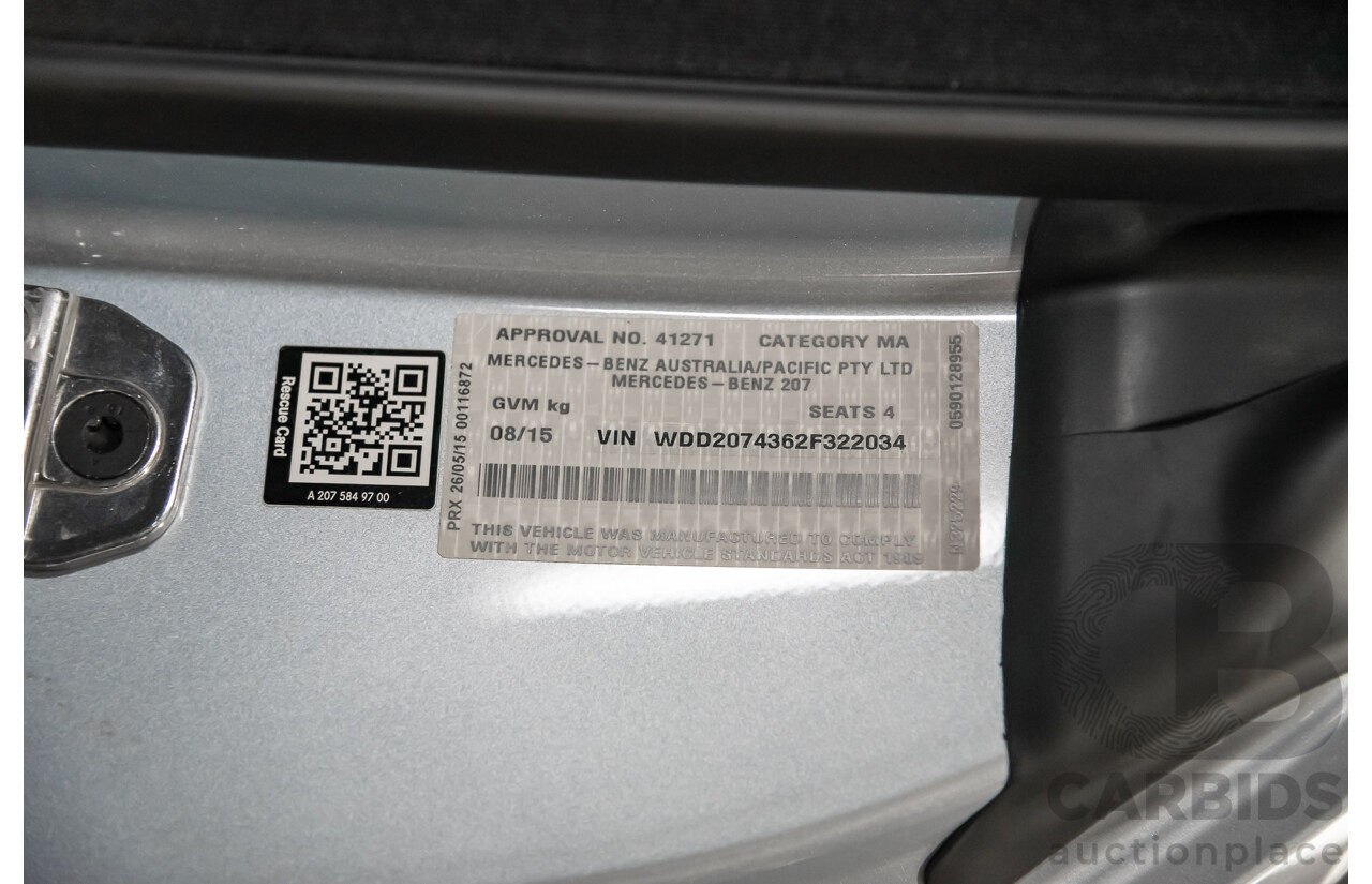 8/2015 Mercedes-Benz E250  207 MY15 2d Cabriolet Silver 2.0L Turbo