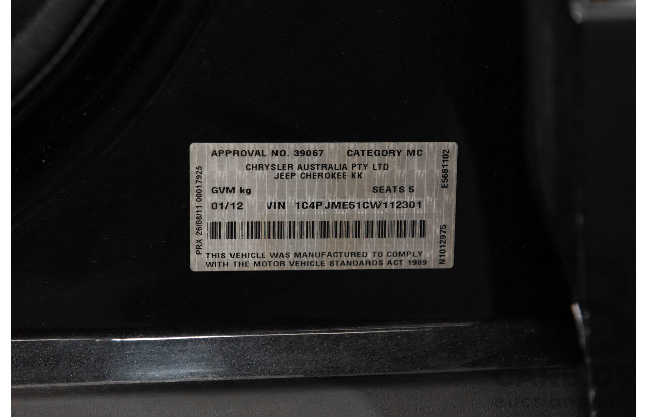 1/2012 Jeep Cherokee Limited CRD (4x4) KK 4d Wagon Black 2.8L Turbo Diesel
