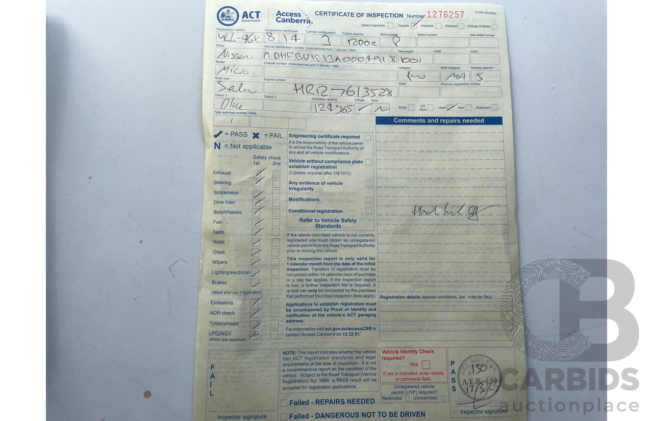 6/2014 Nissan Micra ST K13 MY13 5d Hatchback Blue 1.2L