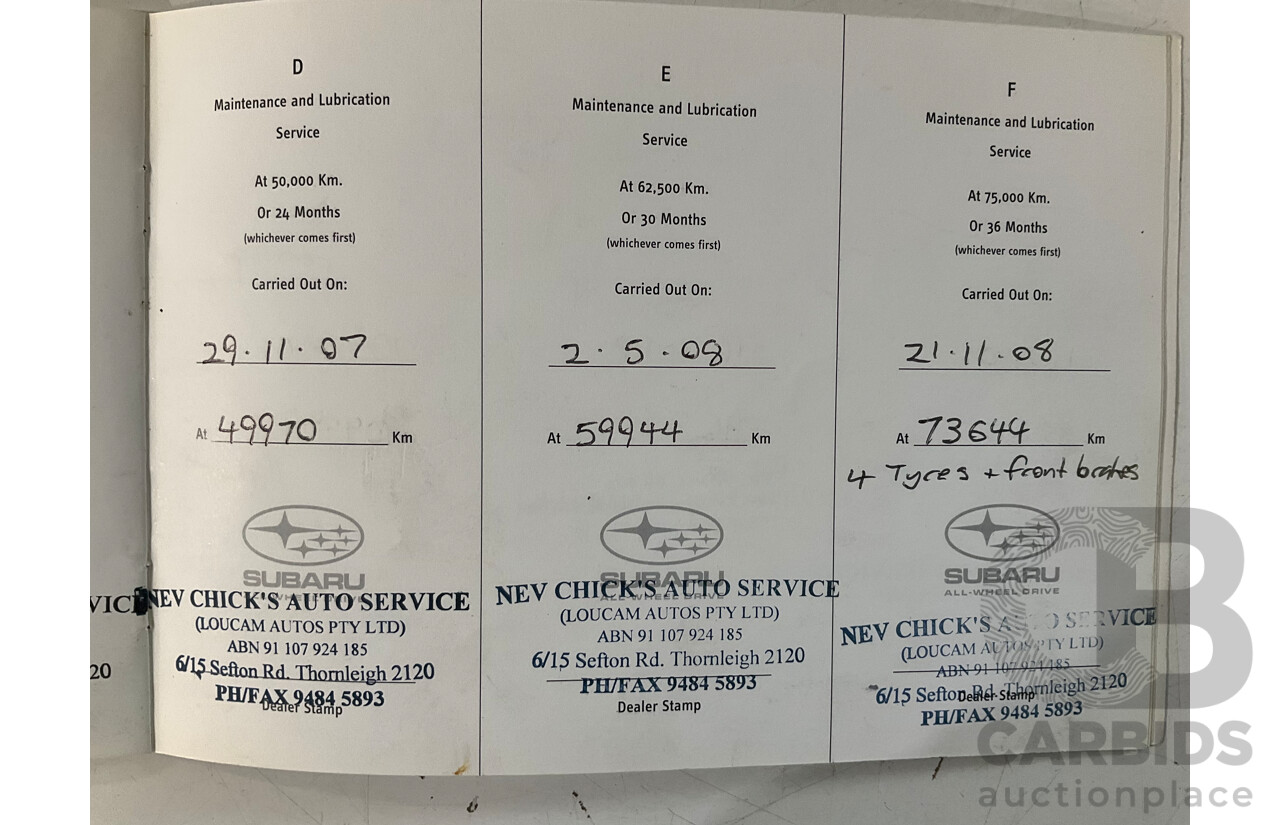 10/2005 Subaru Outback 3.0R Premium MY05 4d Wagon White 3.0L