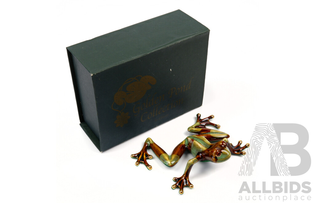 Hand Made and Painted Ceramic Frog Figure From the Golden Pond Collection by Gibson, Made in Dehua, China, in Original Box